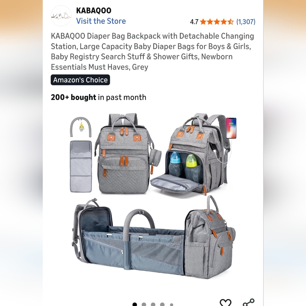 KABAQOO Diaper Bag Backpack with Changing Station